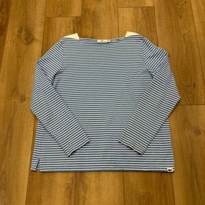 🌟VINEYARD VINES🌟 NAUTICAL STRIPED BOAT NECK COTTON KNIT TOP BLUE / WHITE SZ XL